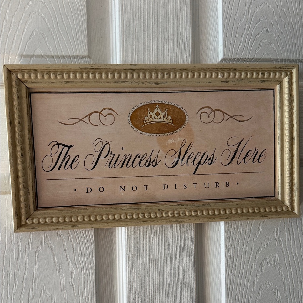 Gold and Cream 'The Princess Sleeps Here' Wall Art
